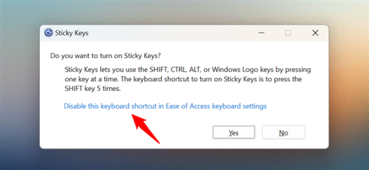 Отключите это сочетание клавиш в настройках клавиатуры специальных возможностей.