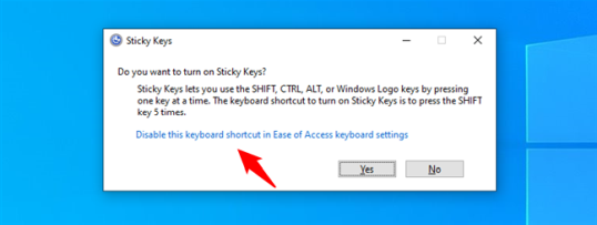 Отключите это сочетание клавиш в настройках клавиатуры специальных возможностей.