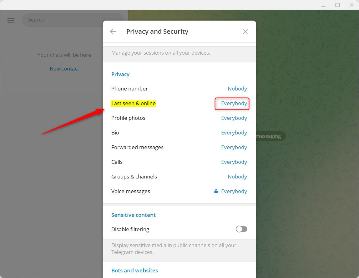 В Telegram изменено, кто может видеть последний визит и онлайн-статус.