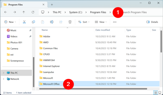 Используйте проводник, чтобы перейти в папку приложения