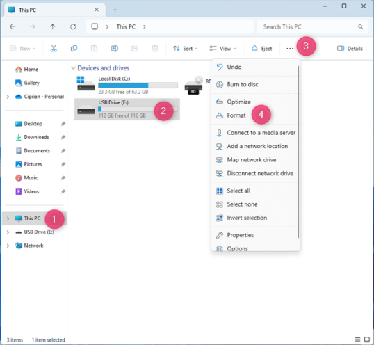 Найдите параметр «Формат» в меню «Подробнее».
