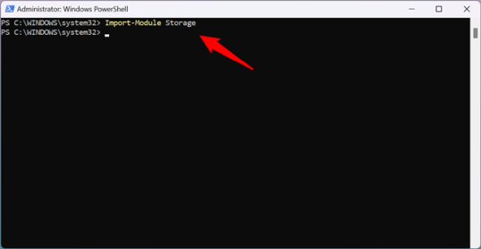 Импорт модуля Storage в PowerShell