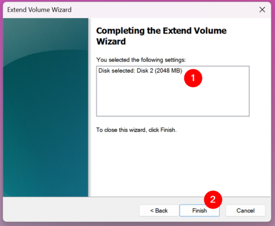 Завершить расширение раздела