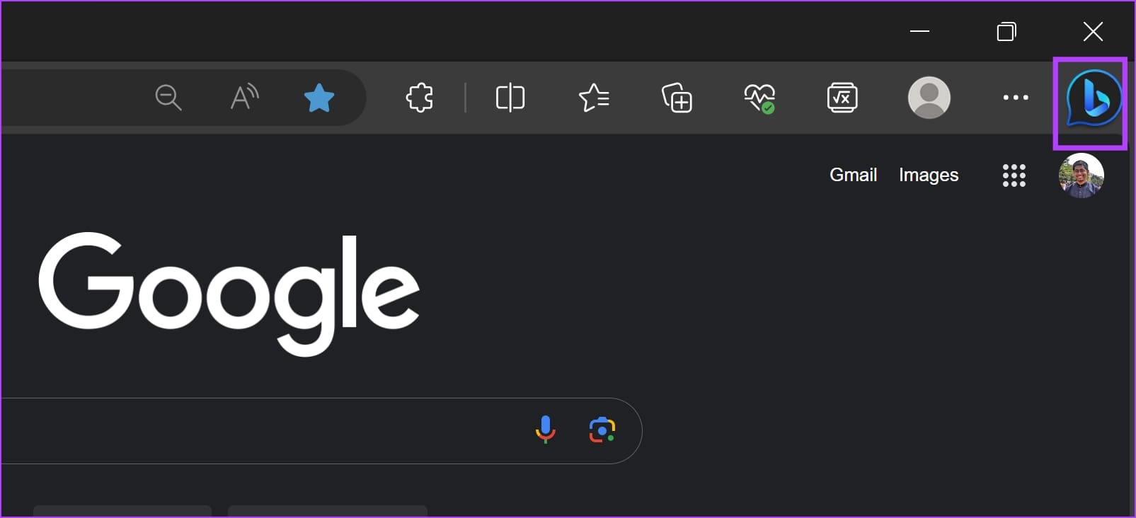 Значок Bing в Edge