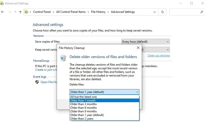 Очистка истории файлов