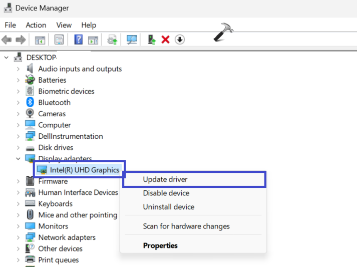 Исправлено: внутреннее управление видеопамятью в Windows 11/10 — диспетчер устройств.