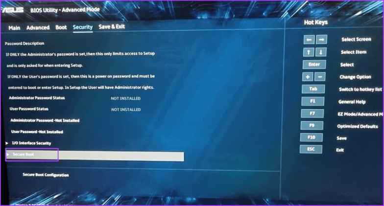 Отключить безопасную загрузку 2