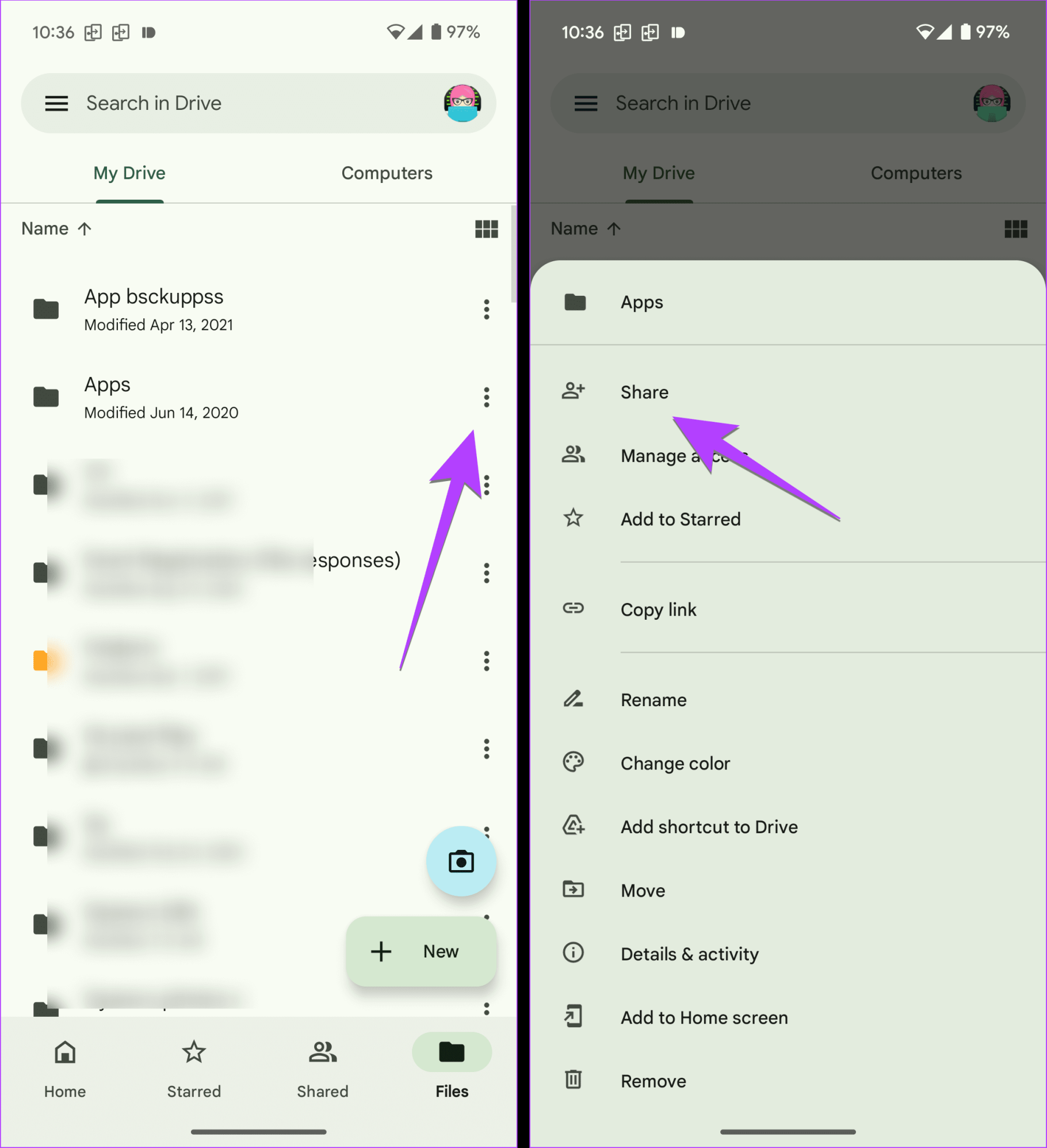 Общий доступ к файлам на Google Диске для мобильных устройств