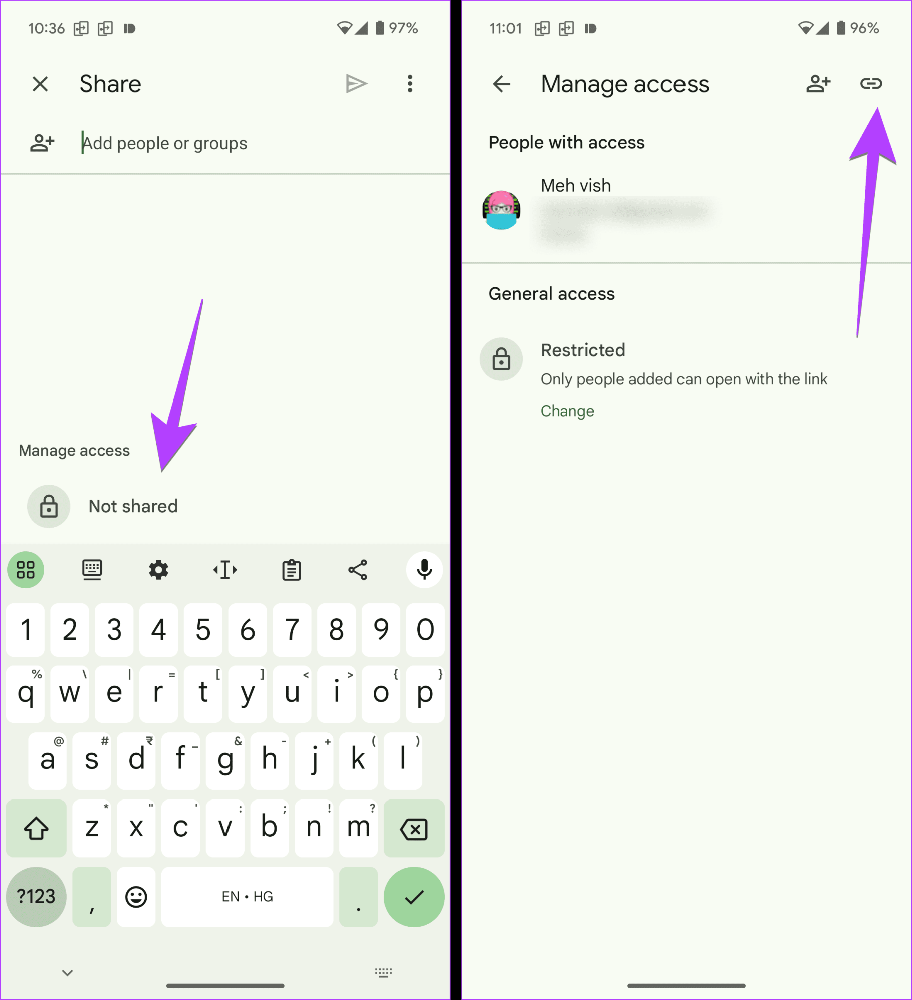Мобильный Google Диск отправляет файл с ограниченным доступом