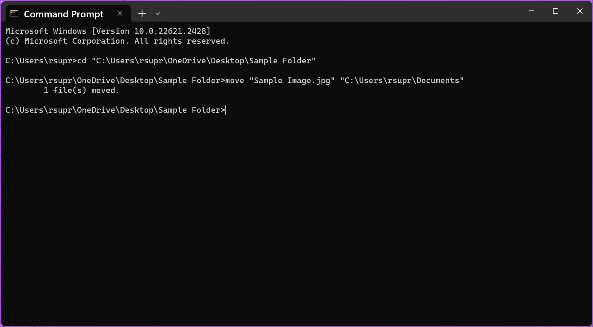 Переместить файл с помощью CMD 1