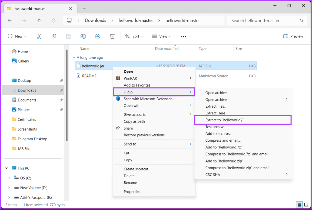 перейдите к файлу JAR