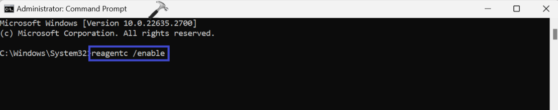 Остановить WinRE