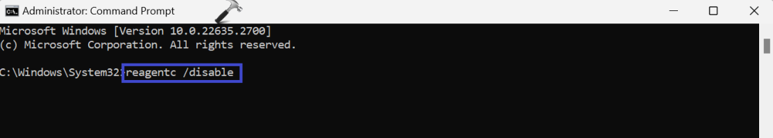 Запустить WinRE