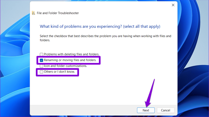 Запустите средство устранения неполадок с файлами и папками
