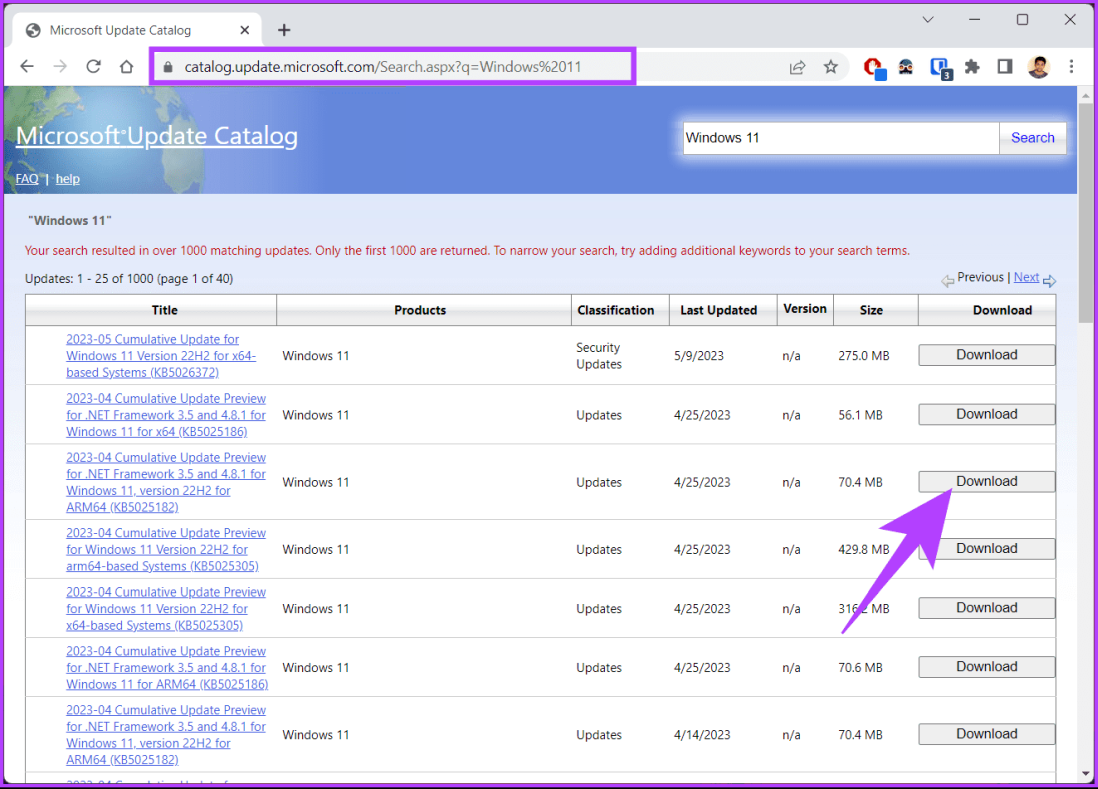 Откройте каталог Центра обновления Microsoft.