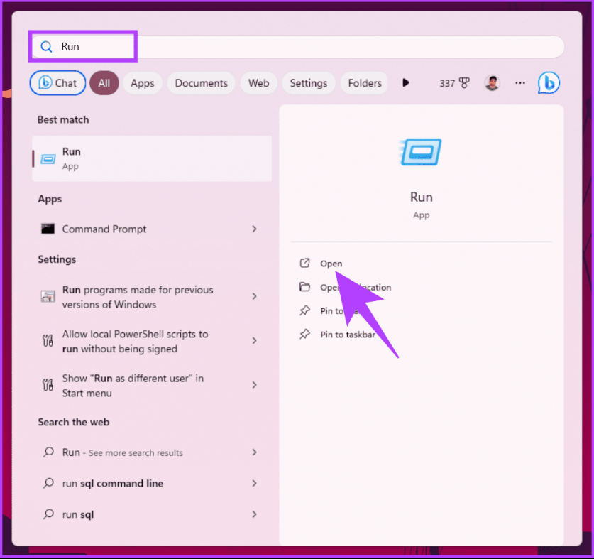 введите «Выполнить»