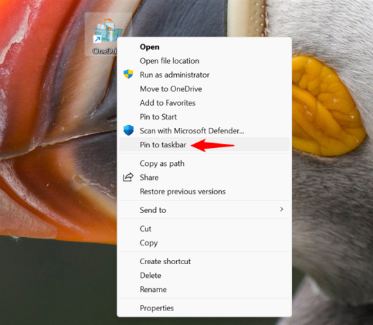 В меню выберите Закрепить на панели задач.
