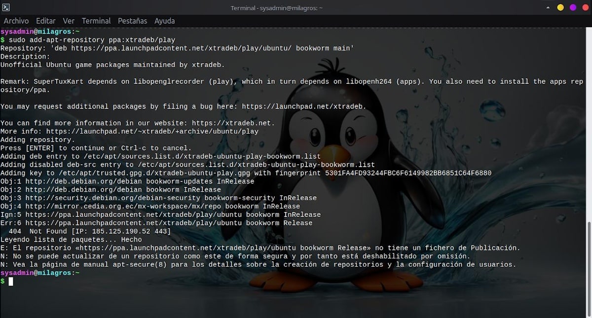 XtraDeb в Debian и MX: снимок экрана 1