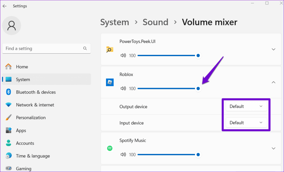 Отрегулируйте громкость Roblox в Windows