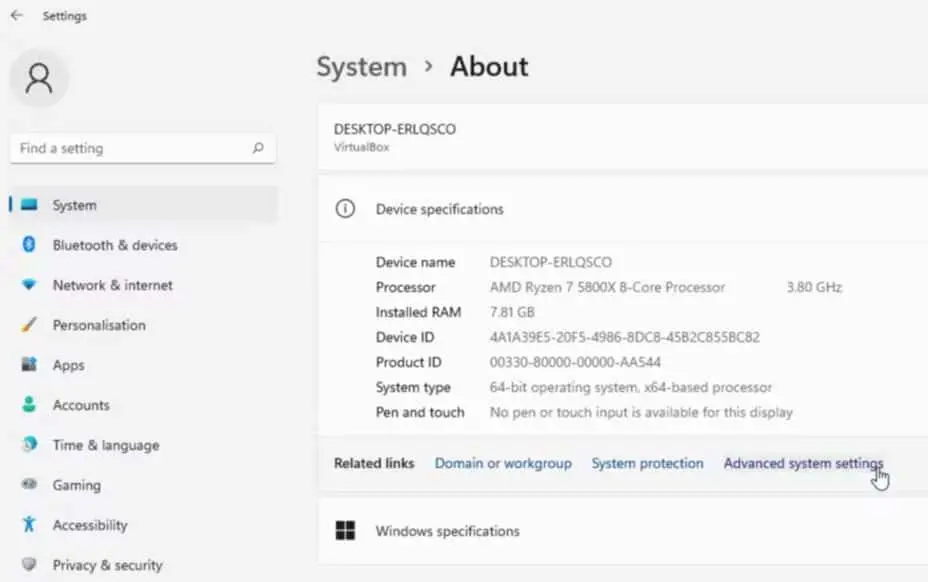 Расширенные настройки системы