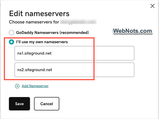 Изменить DNS на SiteGround