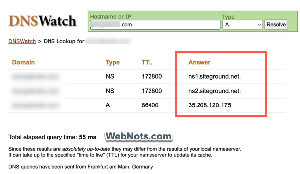 Проверьте статус DNS