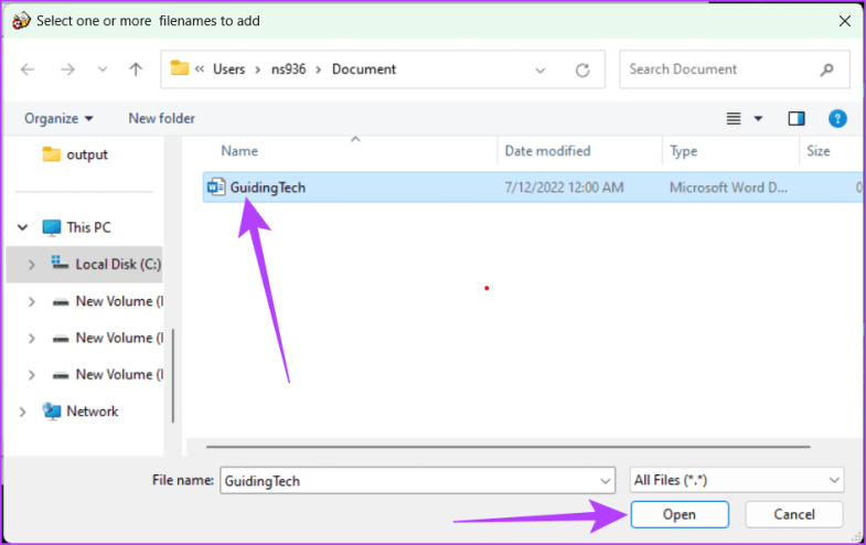 Выберите файлы, которые хотите редактировать, и нажмите «Открыть».
