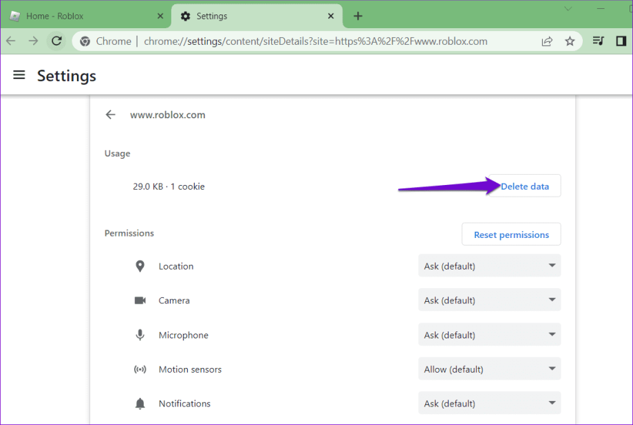 Очистить данные Roblox