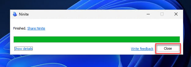Закройте установщик Ninite