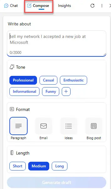 Составляйте точный текст с помощью Copilot on Edge