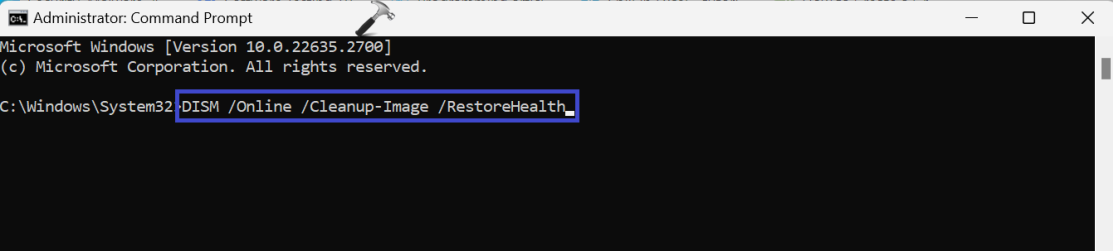 Исправлено: внутреннее управление видеопамятью в Windows 11/10 — DISM.