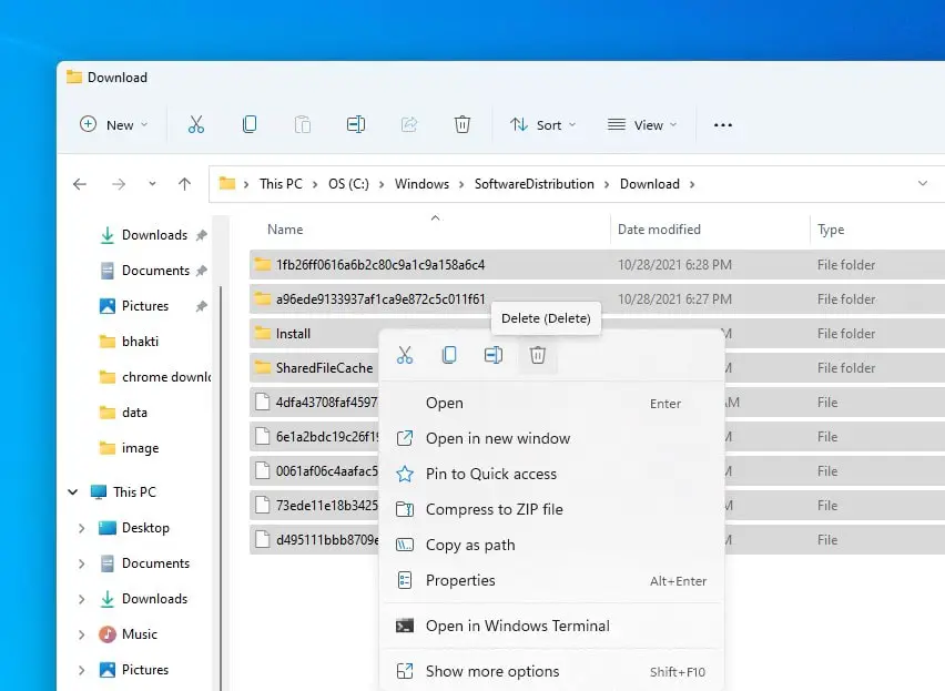 Удалить кэш обновлений Windows 11 Удалить кэш обновлений Windows 11