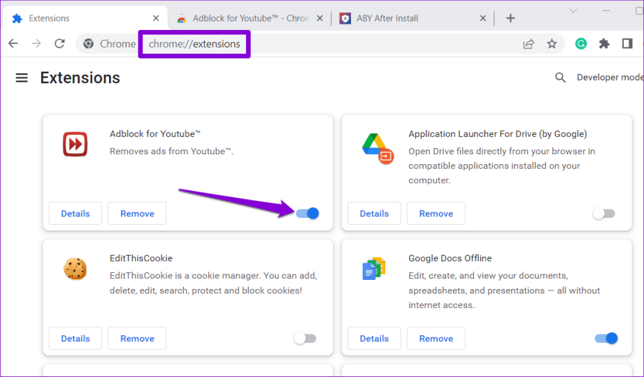 Отключить блокировщик рекламы в Chrome