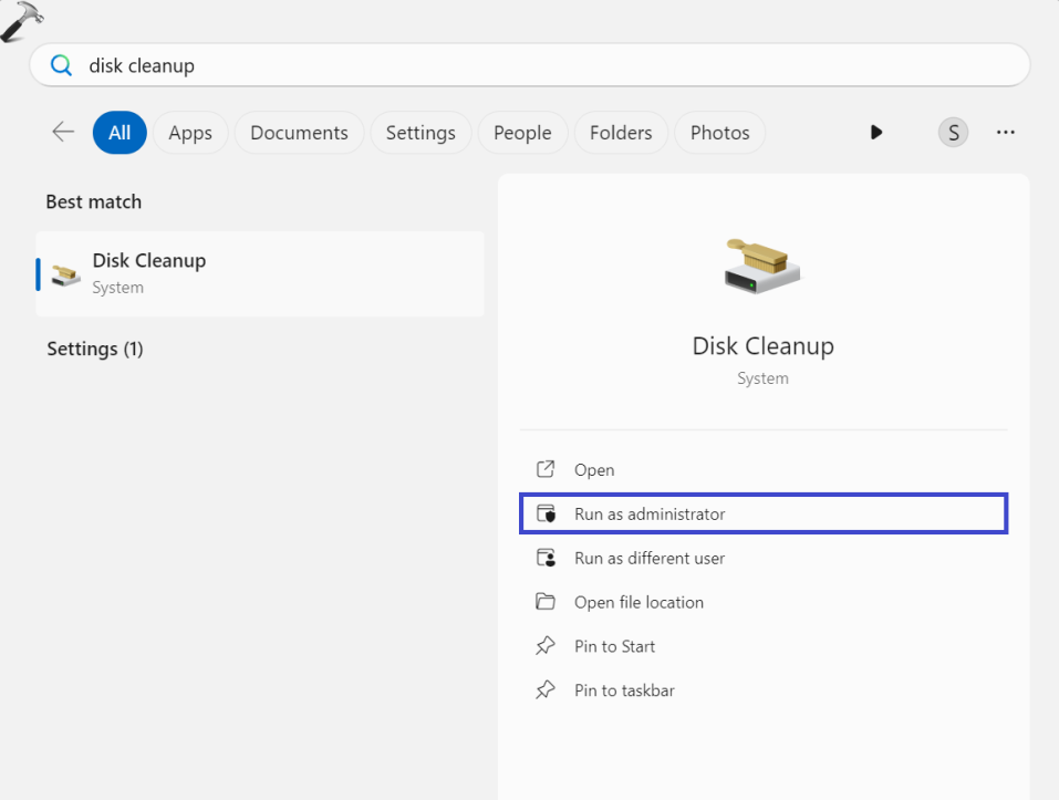 Исправлено: «Очистка диска» не работает в Windows 11 — откройте «Очистку диска» с правами администратора.