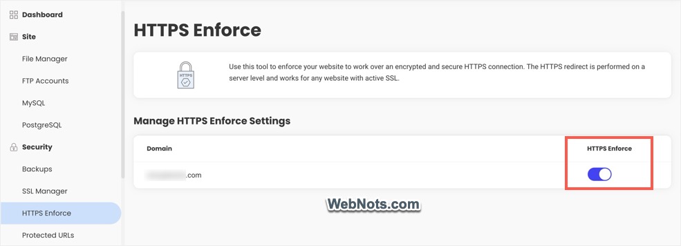 Включить принудительное использование HTTPS