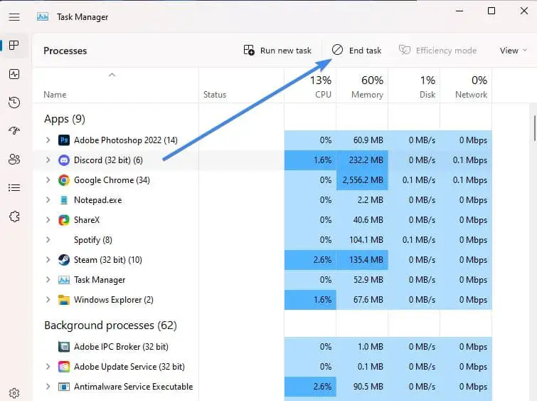 Завершить задачу Discord