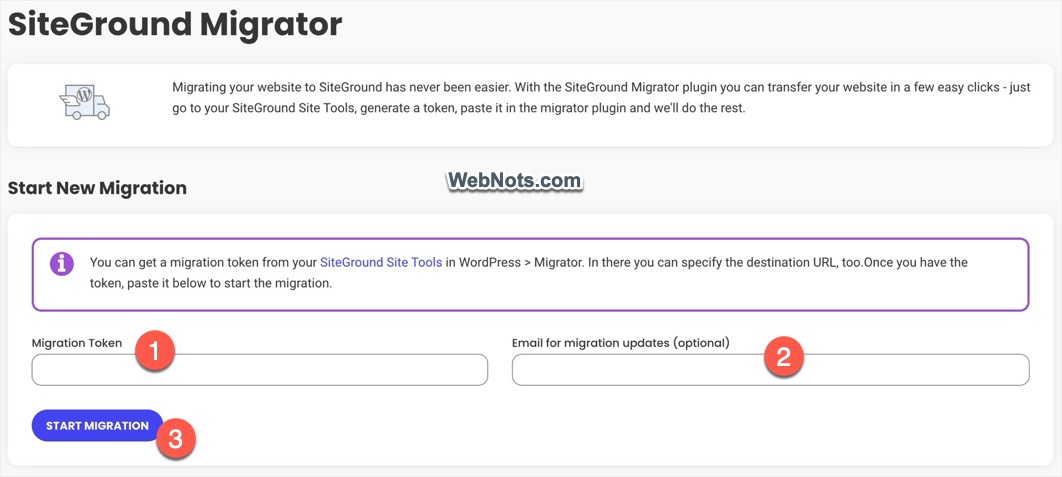 Введите токен и адрес электронной почты