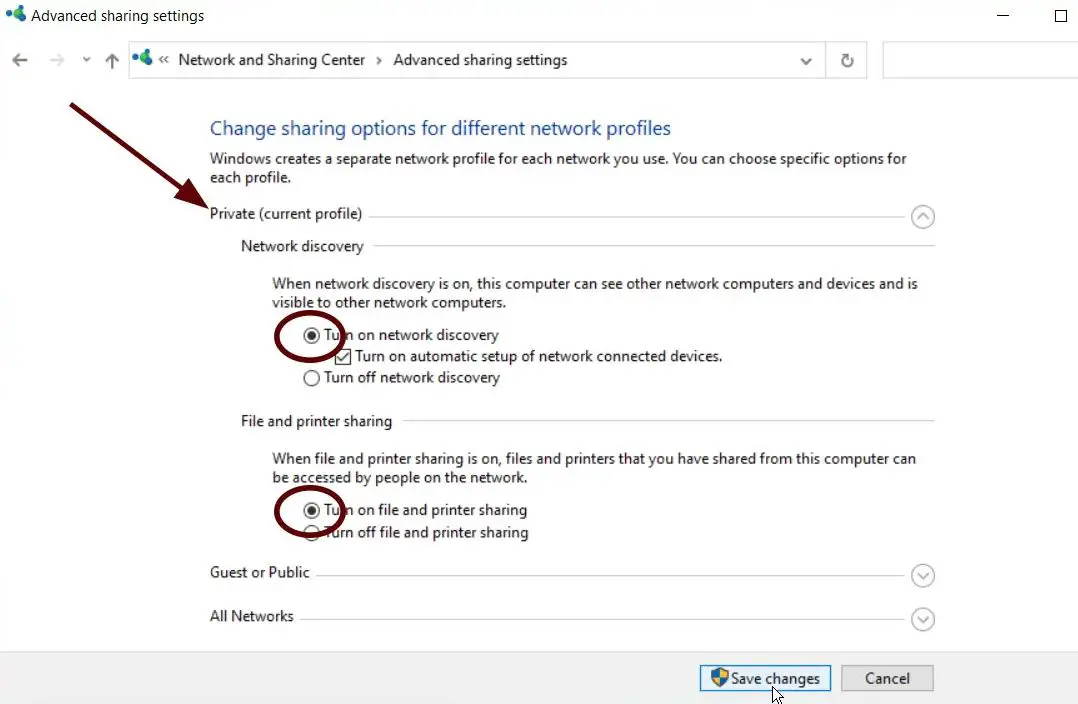 Общий доступ к файлам и принтерам
