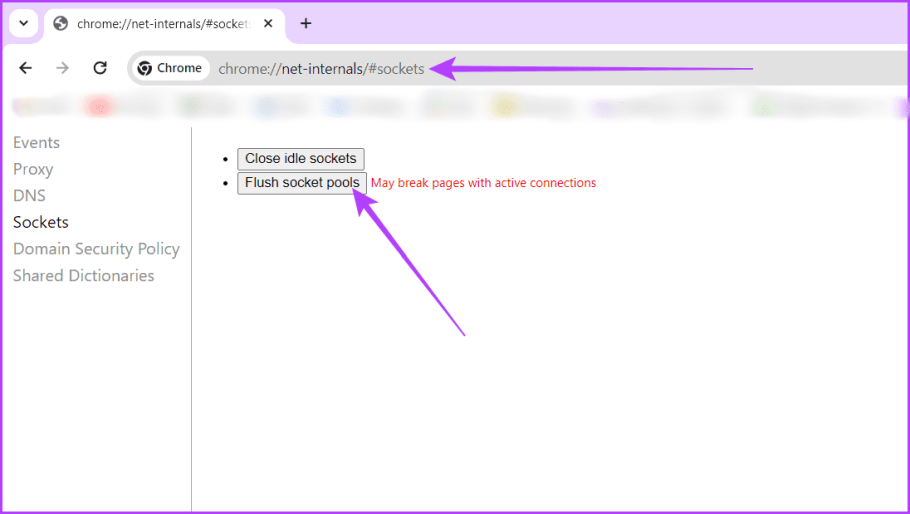 Перейдите к сокетам и нажмите кнопку «Очистить пулы сокетов».