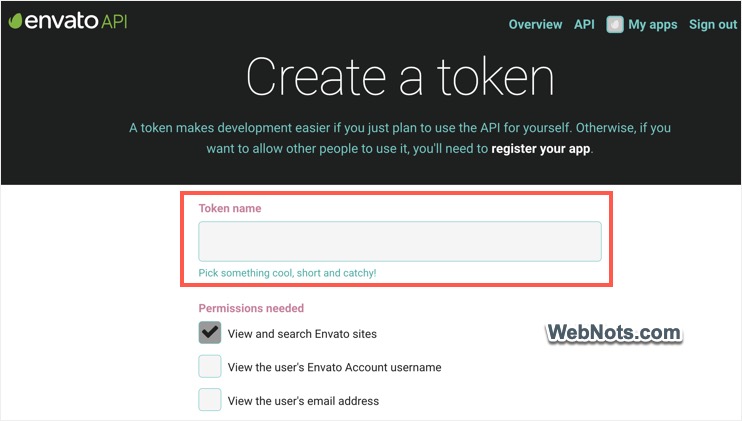 Укажите имя токена