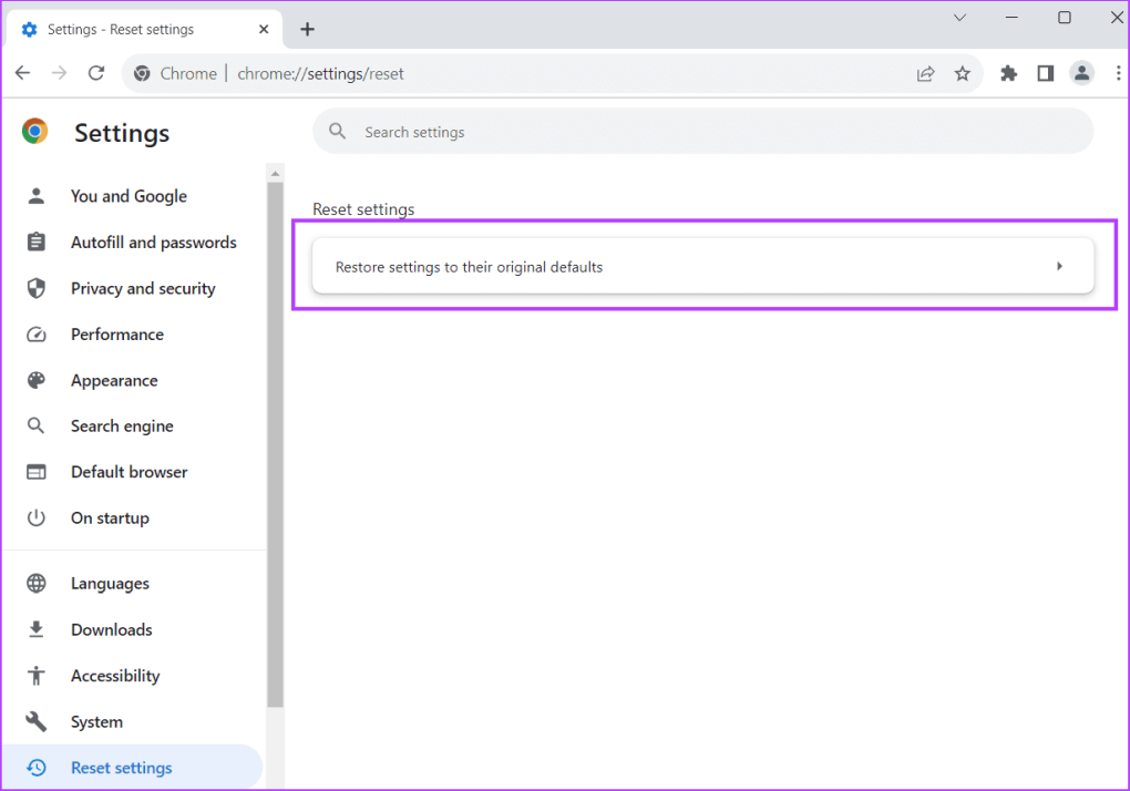 Сбросить настройки хрома