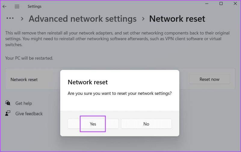 Сбросить сеть