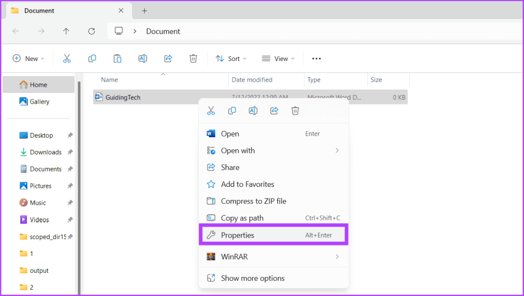 Щелкните правой кнопкой мыши по файлу и выберите «Свойства».