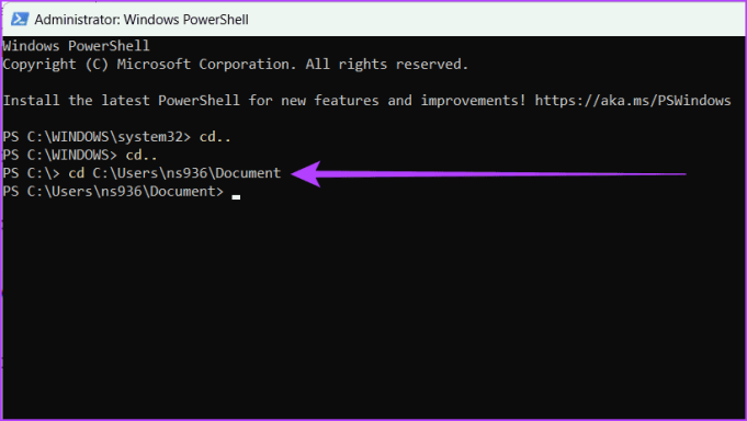 Введите cd, затем пробел, вставьте местоположение файла и нажмите Enter.