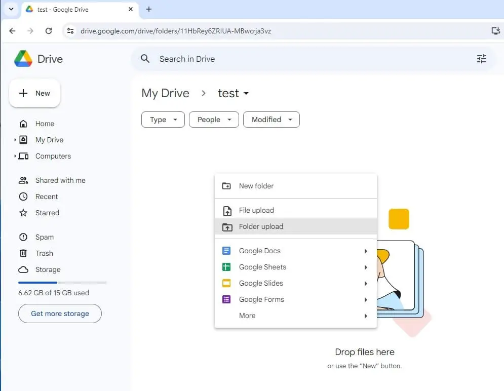 Загрузить на Gdrive
