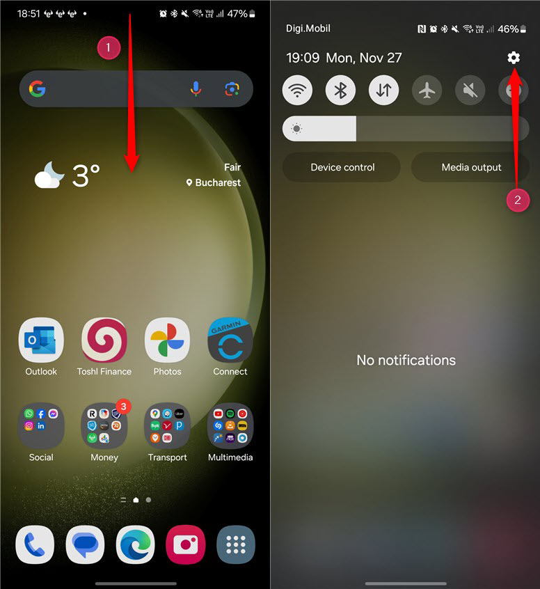 Проведите вниз и нажмите «Настройки».