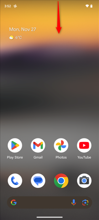 Проведите пальцем вниз, чтобы открыть быстрые настройки.