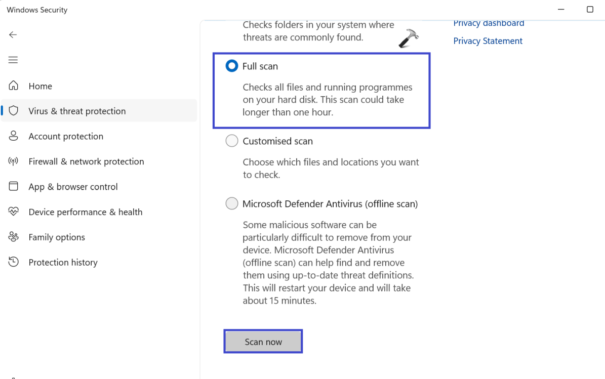 Полное сканирование