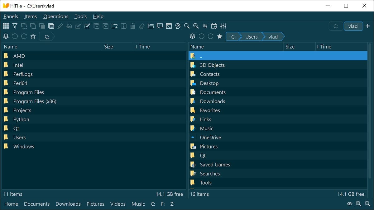 HiFile: кроссплатформенный файловый менеджер для Linux, Windows и macOS.