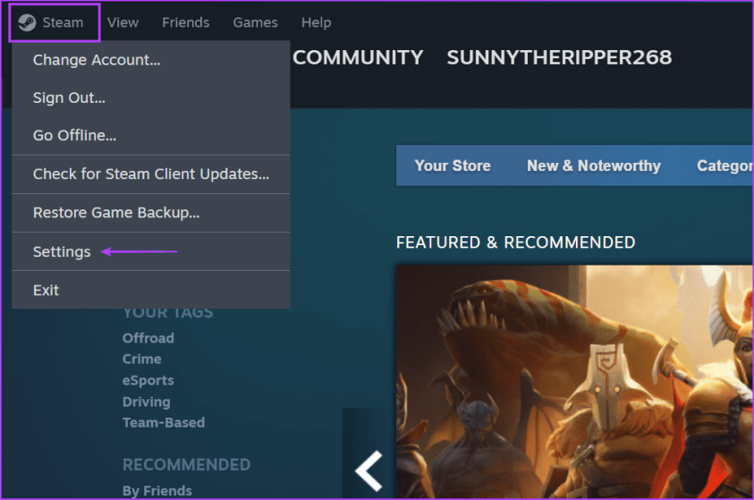 откройте настройки стима 1